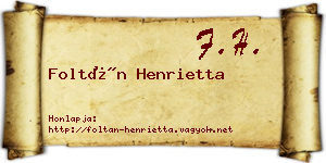 Foltán Henrietta névjegykártya
